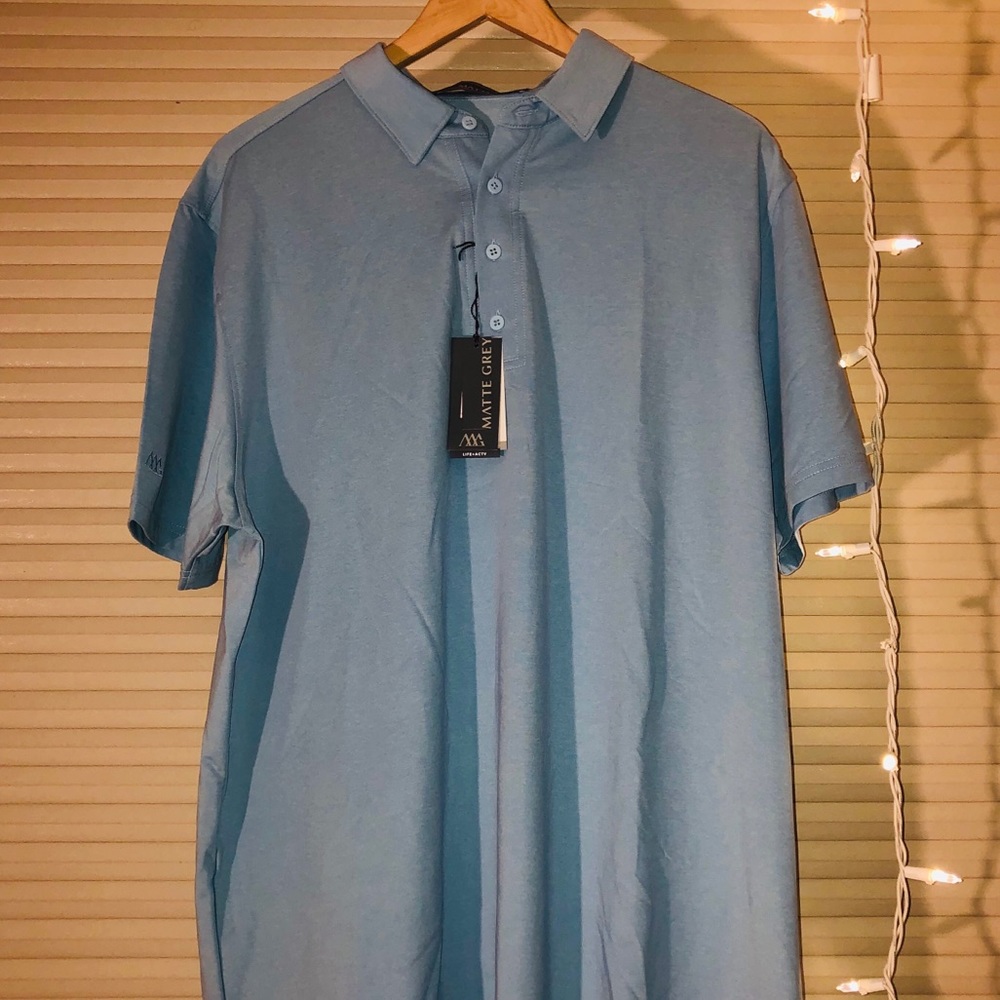 Matte Grey Polo Captain(Baja Blue Heather) XL